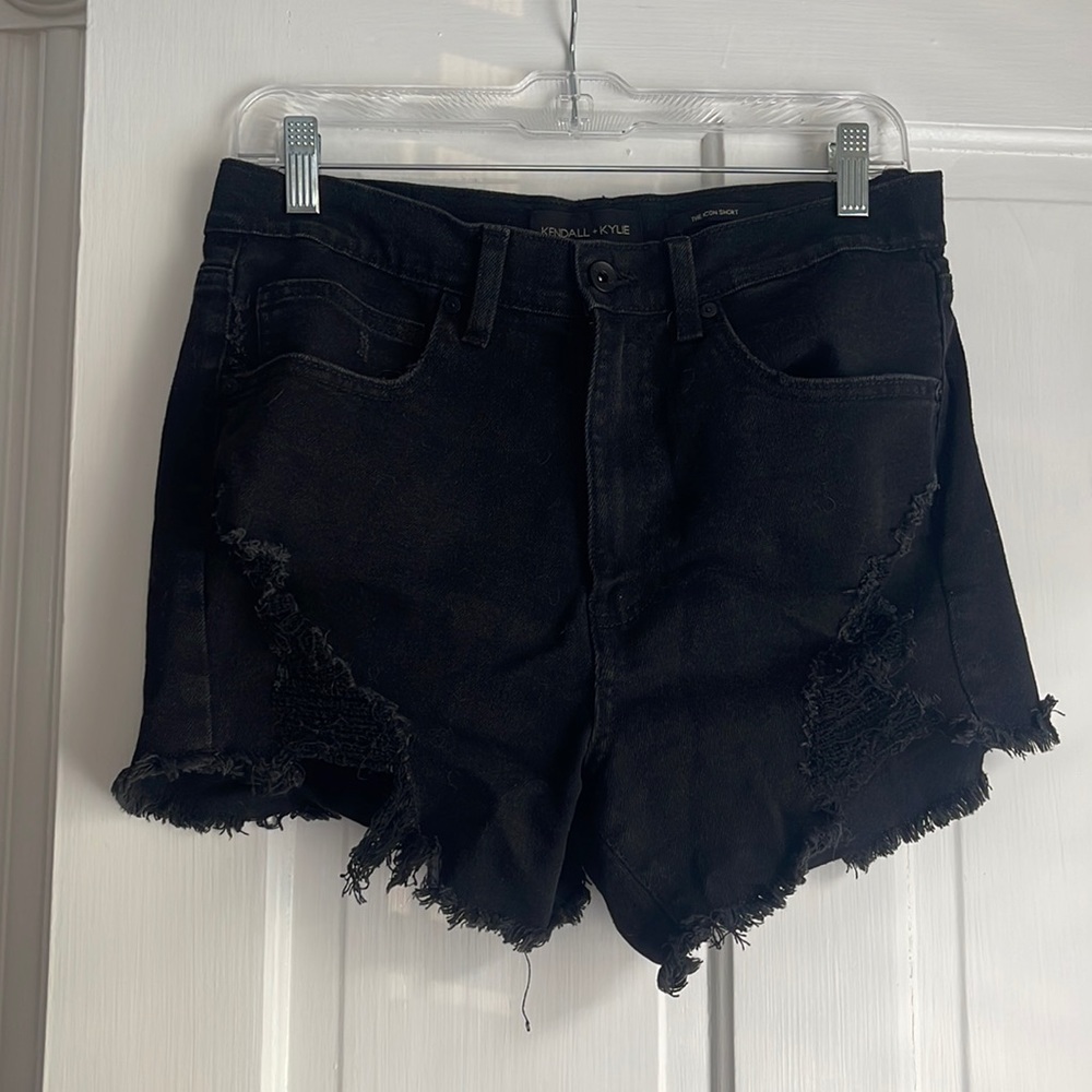 Distressed High-rise Denim Shorts